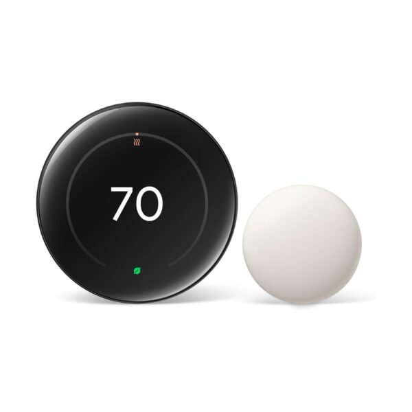 Google Nest Learning Thermostat (4th Gen, 2024) with Nest Temperature Sensor - Energy Saving Smart Thermostat with Adaptive Eco - Works with Alexa and Google Home App - Polished Obsidian
